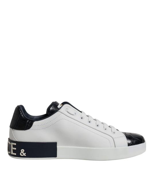 Dolce &amp; Gabbana White and Black Leather Portofino Sneakers