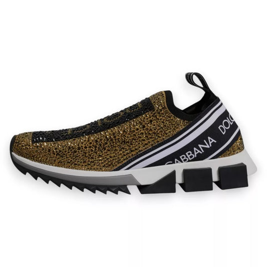 Dolce &amp; Gabbana Sorrento Sneakers with Gold Rhinestones