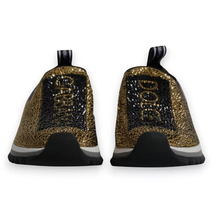 Dolce &amp; Gabbana Sorrento Sneakers with Gold Rhinestones