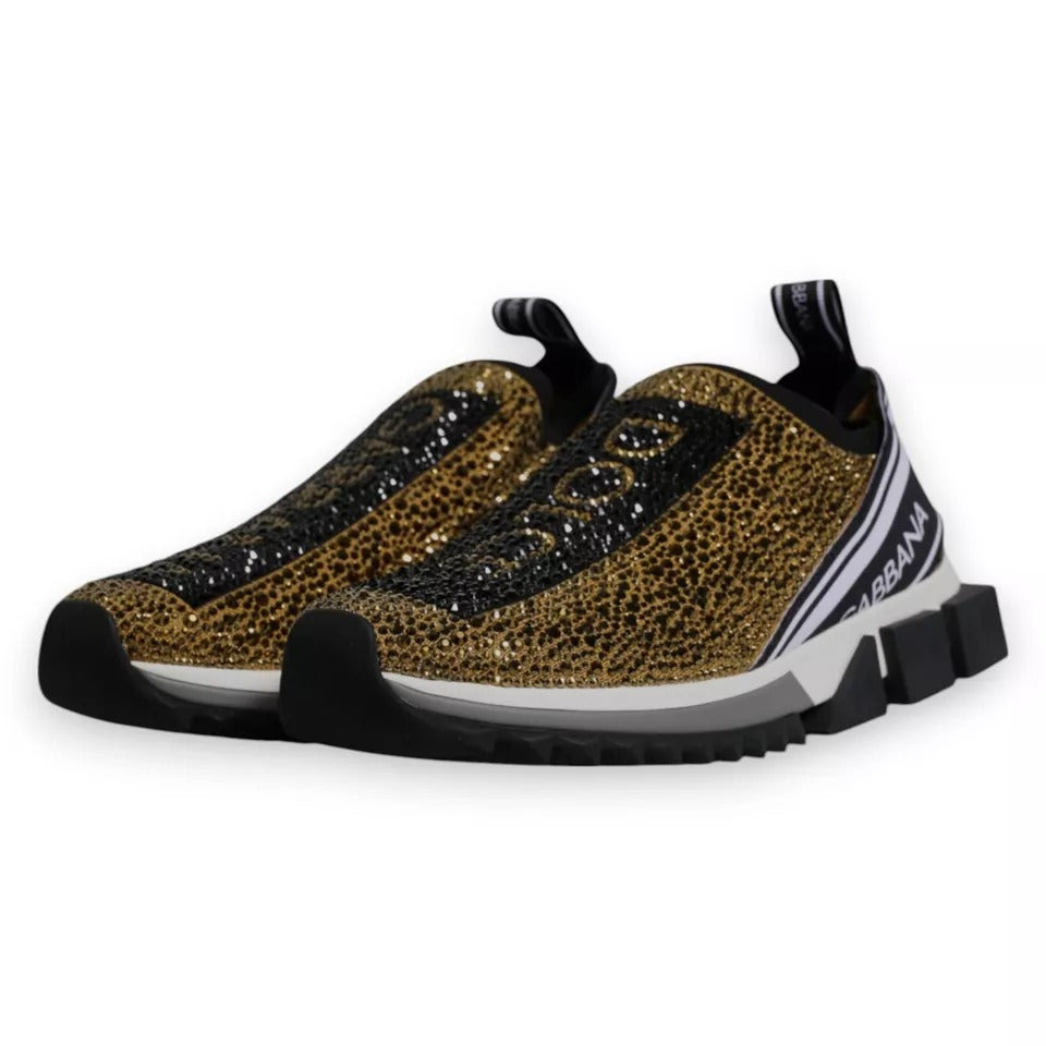 Dolce &amp; Gabbana Sorrento Sneakers with Gold Rhinestones