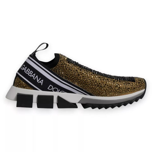 Dolce &amp; Gabbana Sorrento Sneakers with Gold Rhinestones