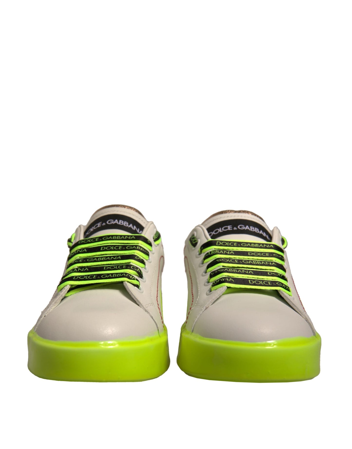 White Yellow Portofino Leather Low-Top Sneakers