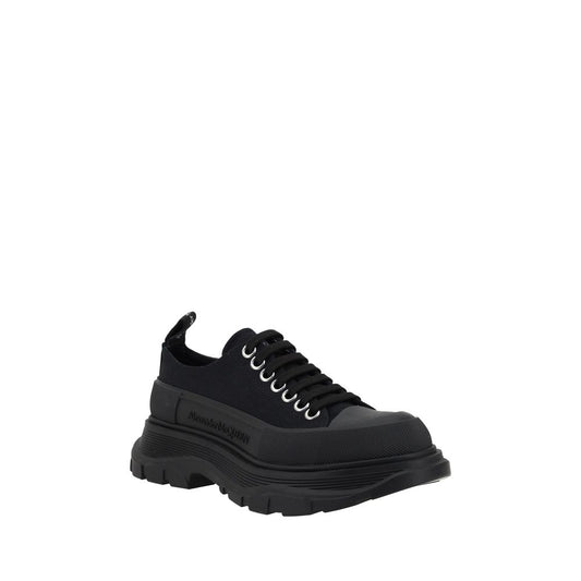 Cotton Tread Slick Platform Sneakers - Black