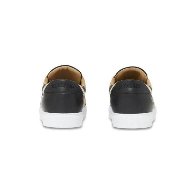 Leather Low-Top Sneakers with Vintage Check Pattern