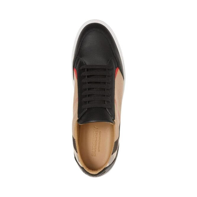Leather Low-Top Sneakers with Vintage Check Pattern