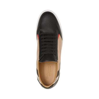Leather Low-Top Sneakers with Vintage Check Pattern
