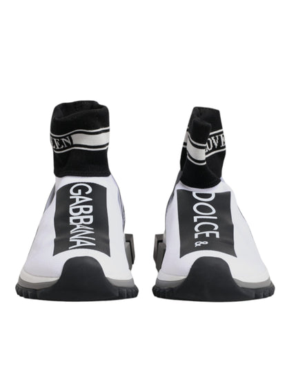 Dolce &amp; Gabbana White and Black Sorrento Socks Sneakers