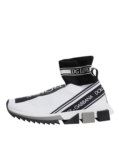 Dolce &amp; Gabbana White and Black Sorrento Socks Sneakers