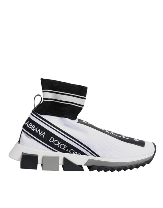 Dolce &amp; Gabbana White and Black Sorrento Socks Sneakers