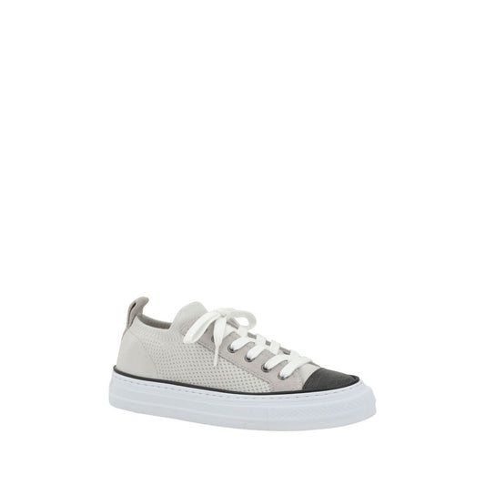 Cotton Knit & Suede Sneakers with Jewel Details