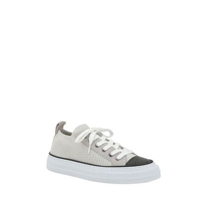 Cotton Knit & Suede Sneakers with Jewel Details