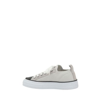Cotton Knit & Suede Sneakers with Jewel Details
