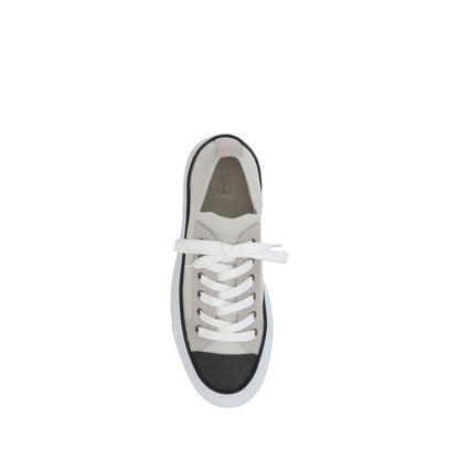 Cotton Knit & Suede Sneakers with Jewel Details