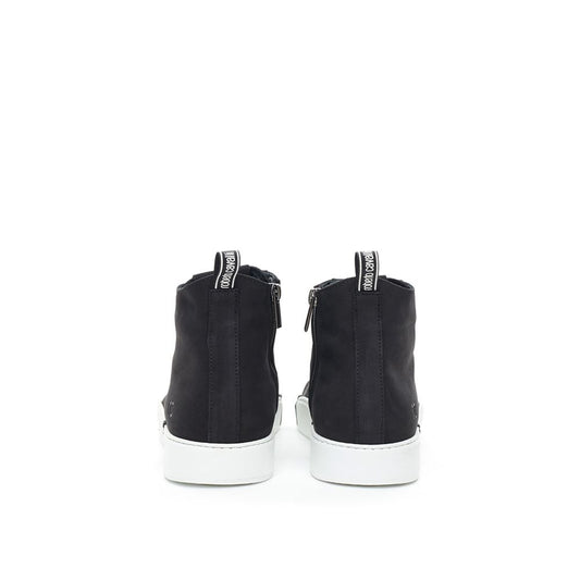 Italian Suede High-Top Sneakers - Premium Black Leather
