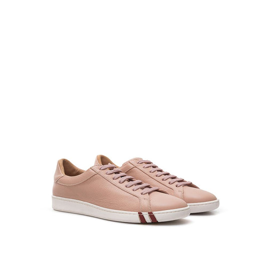 Pink Grained Leather Sneakers - Women's Low Top Designer Footwear