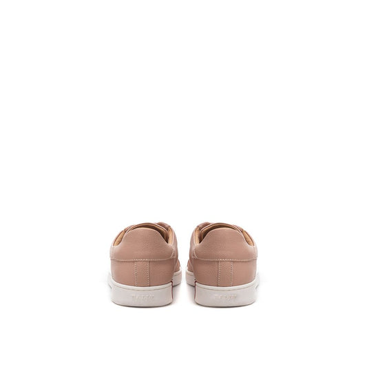 Pink Grained Leather Sneakers - Women's Low Top Designer Footwear