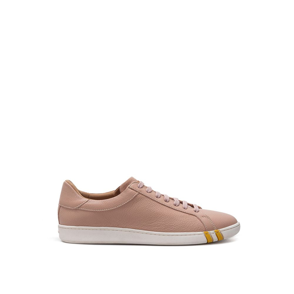 Elegant Pink Cotton Leather Sneakers - Premium Italian Craftsmanship