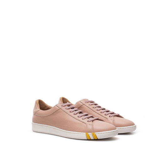 Elegant Pink Cotton Leather Sneakers - Premium Italian Craftsmanship