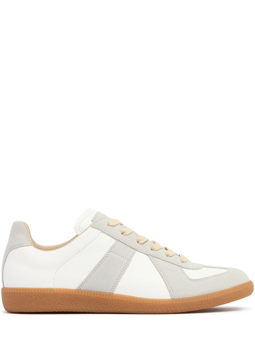 Premium Low-Top Leather & Suede Sneakers - White