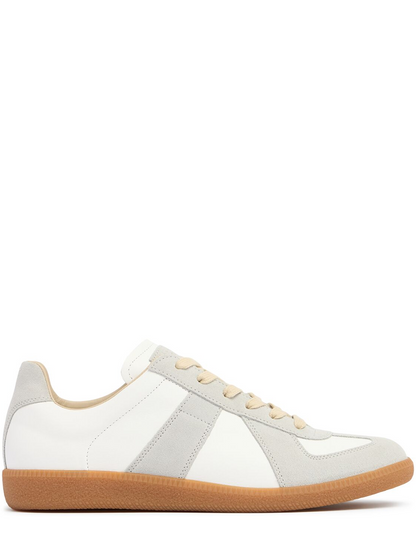 Premium Low-Top Leather & Suede Sneakers - White