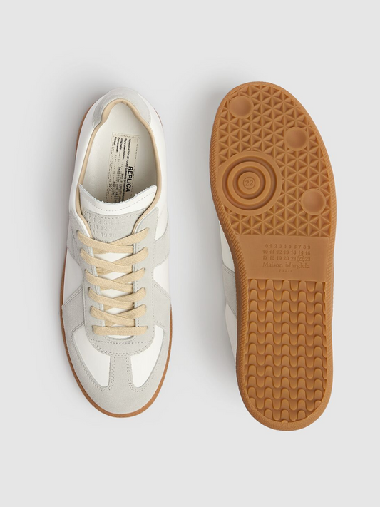 Premium Low-Top Leather & Suede Sneakers - White