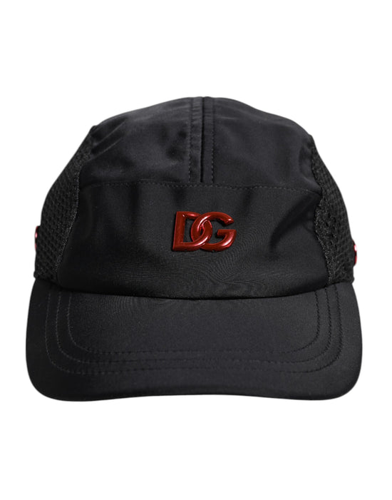 Black Nylon DG Logo 6 Panels Baseball Cap