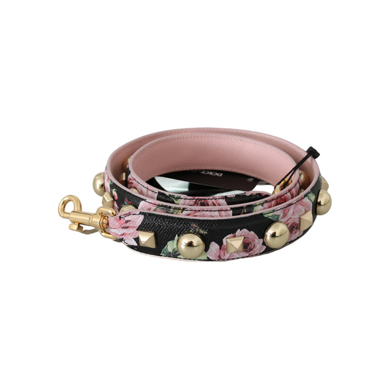 Pink Floral Leather Stud Accessory Shoulder Strap
