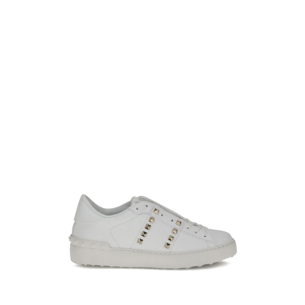Rockstud Untitled Sneakers - White Calfskin with Platinum Studs