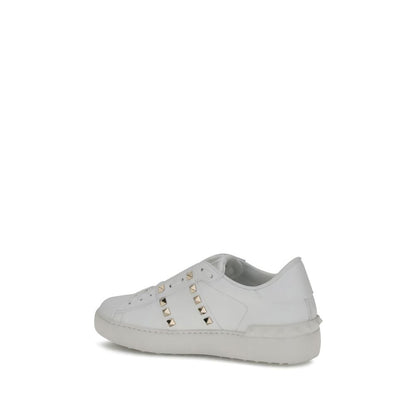 Rockstud Untitled Sneakers - White Calfskin with Platinum Studs