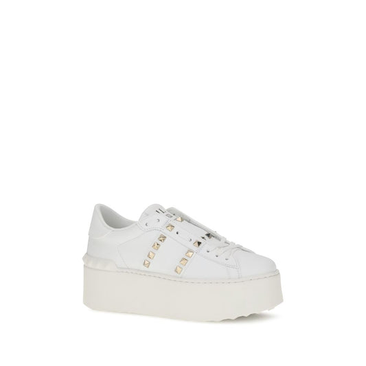 Rockstud Untitled Flatform Sneakers - Platinum Studded Calfskin Platform