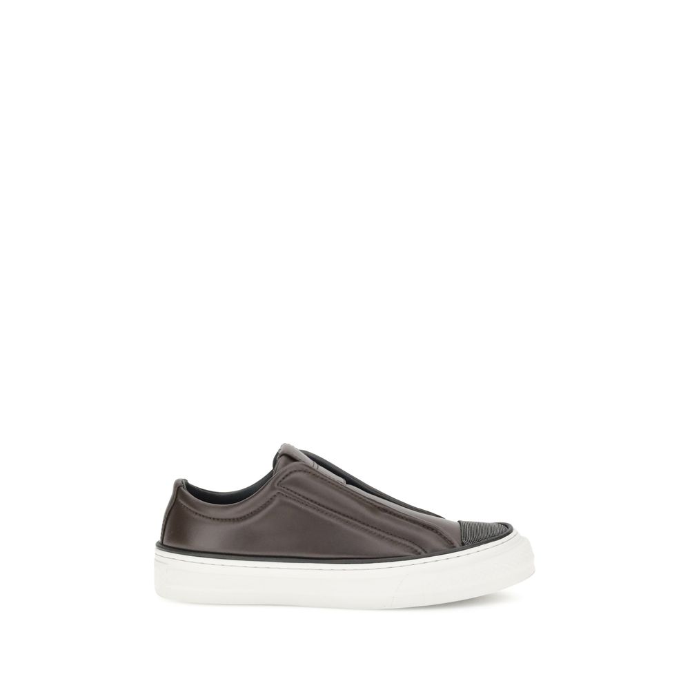 Luxury Italian Leather Slip-On Sneakers with Jewel Details