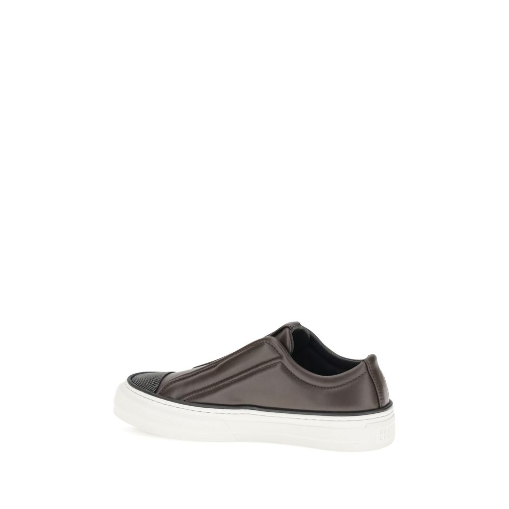 Luxury Italian Leather Slip-On Sneakers with Jewel Details
