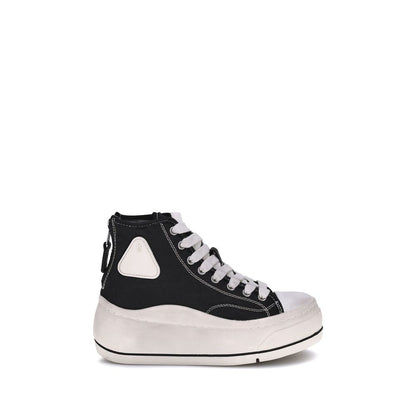 High-Top Platform Sneakers with Worn-Effect Sole