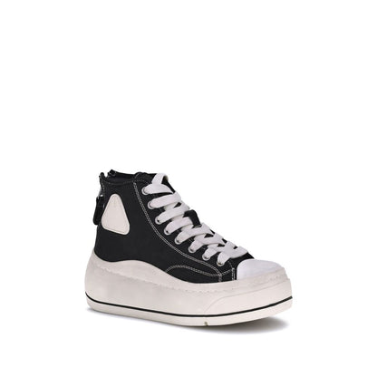 High-Top Platform Sneakers with Worn-Effect Sole