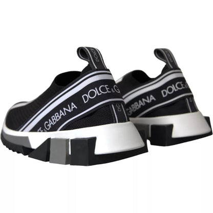 Dolce &amp; Gabbana Black and White Sorrento Slip-On Sneakers