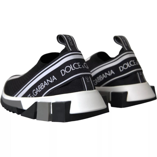 Dolce &amp; Gabbana Black and White Sorrento Slip-On Sneakers