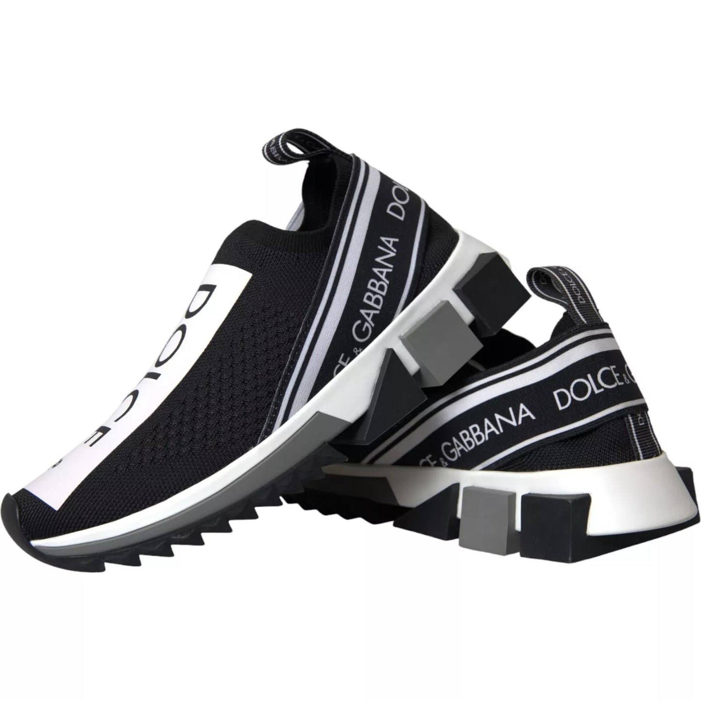 Dolce &amp; Gabbana Black and White Sorrento Slip-On Sneakers