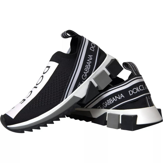 Dolce &amp; Gabbana Black and White Sorrento Slip-On Sneakers