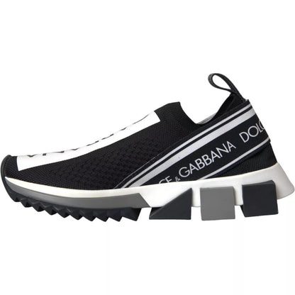 Dolce &amp; Gabbana Black and White Sorrento Slip-On Sneakers