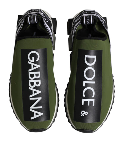 Dolce &amp; Gabbana Green and Black Sorrento Slip-On Sneakers