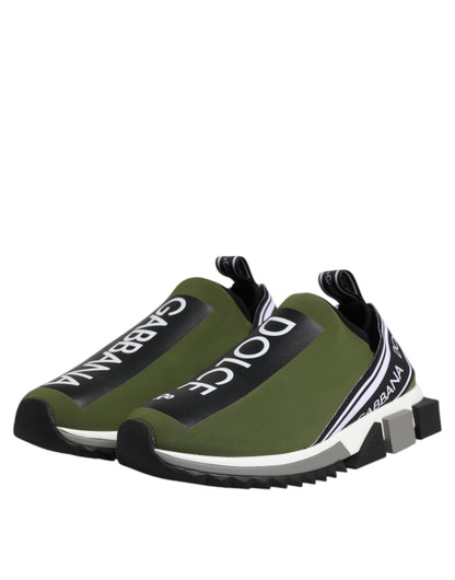 Dolce &amp; Gabbana Green and Black Sorrento Slip-On Sneakers