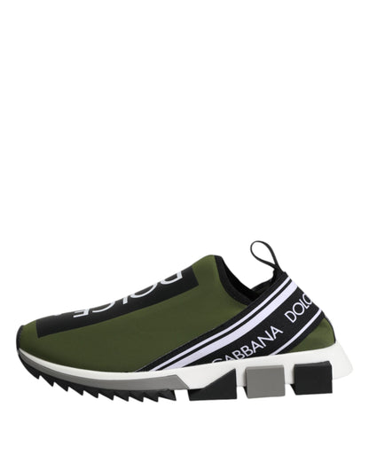 Dolce &amp; Gabbana Green and Black Sorrento Slip-On Sneakers