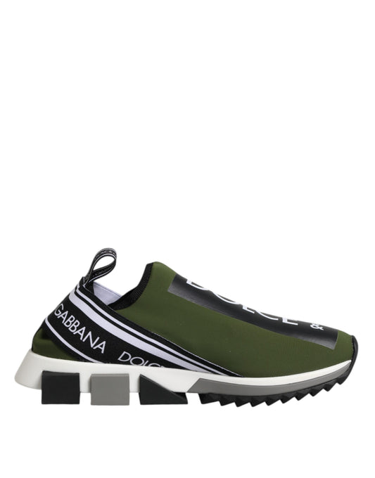 Dolce &amp; Gabbana Green and Black Sorrento Slip-On Sneakers