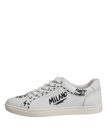 Dolce &amp; Gabbana White London Calf Leather Men's Sneakers