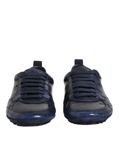 Dolce &amp; Gabbana Dark Blue Leather Low-Top Men's Sneakers