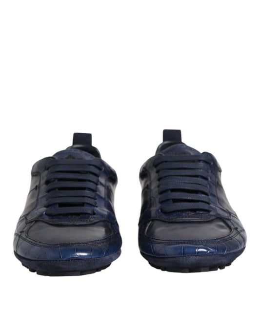 Dolce &amp; Gabbana Dark Blue Leather Low-Top Men's Sneakers