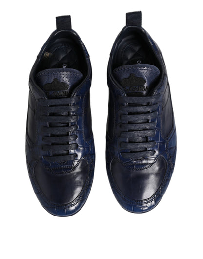 Dolce &amp; Gabbana Dark Blue Leather Low-Top Men's Sneakers