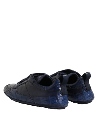 Dolce &amp; Gabbana Dark Blue Leather Low-Top Men's Sneakers