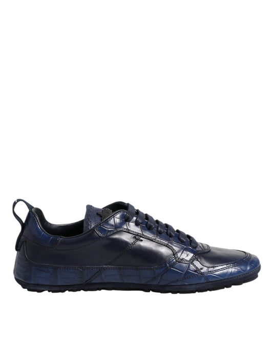 Dolce &amp; Gabbana Dark Blue Leather Low-Top Men's Sneakers