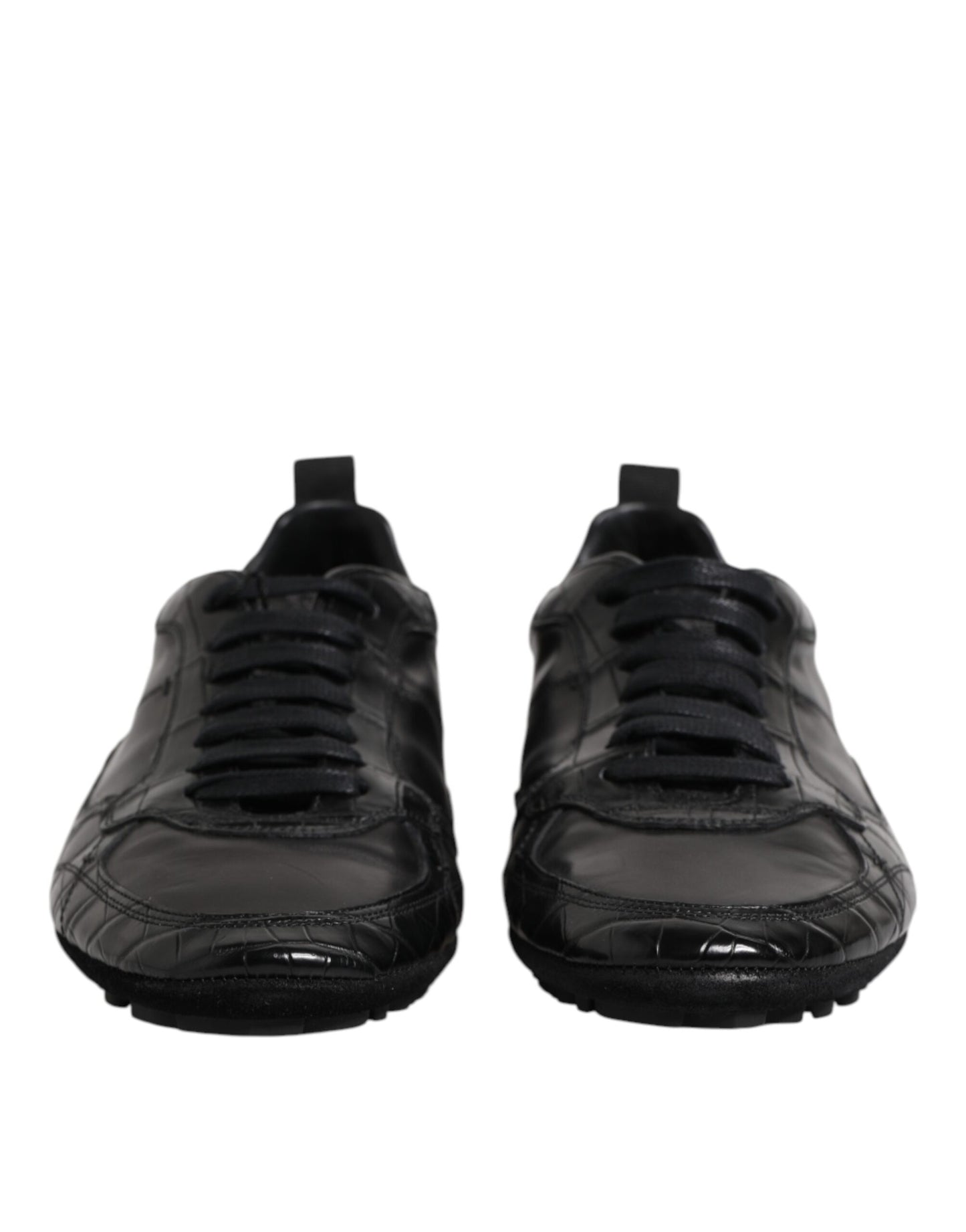 Dolce &amp; Gabbana Black Exotic Leather Low-Top Sneakers
